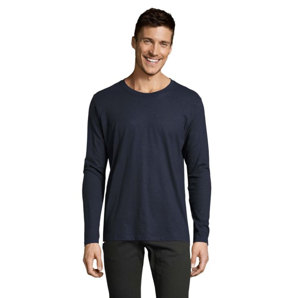 SOLS Mens Imperial Cotton Long-Sleeved T-Shirt / French Navy